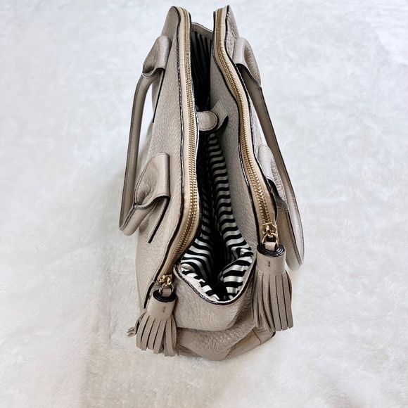 Kate Spade Southport Avenue Lydia Gray Leather Large Satchel Shoulder Bag Purse - Picture 4 of 11